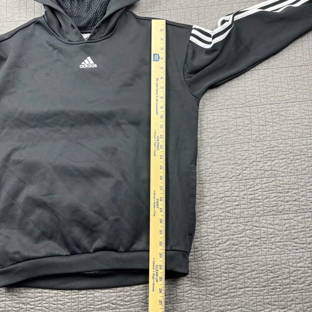 Adidas Kids Youth Boys Medium 12-14 Black 3-Stripe Pullover Hoodie Sweatshirt